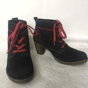 Remonte Black Suede Lace up  Heeled Hiking Boot - Size 38 US 7 - 7.5 Comfort